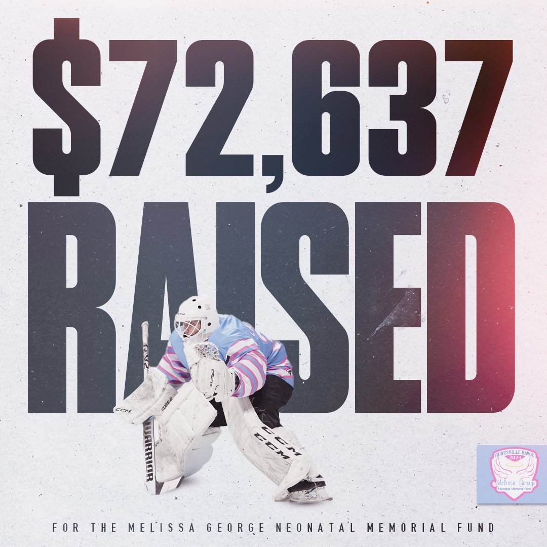 HuntsvilleHavoc's tweet photo. Tonight, we raised $72,637 for the Melissa George Neonatal Memorial Fund.

This is the most we've raised in the 17-year history of Melissa George Night.

Thank you, Huntsville. https://t.co/fxAnfRQBOa