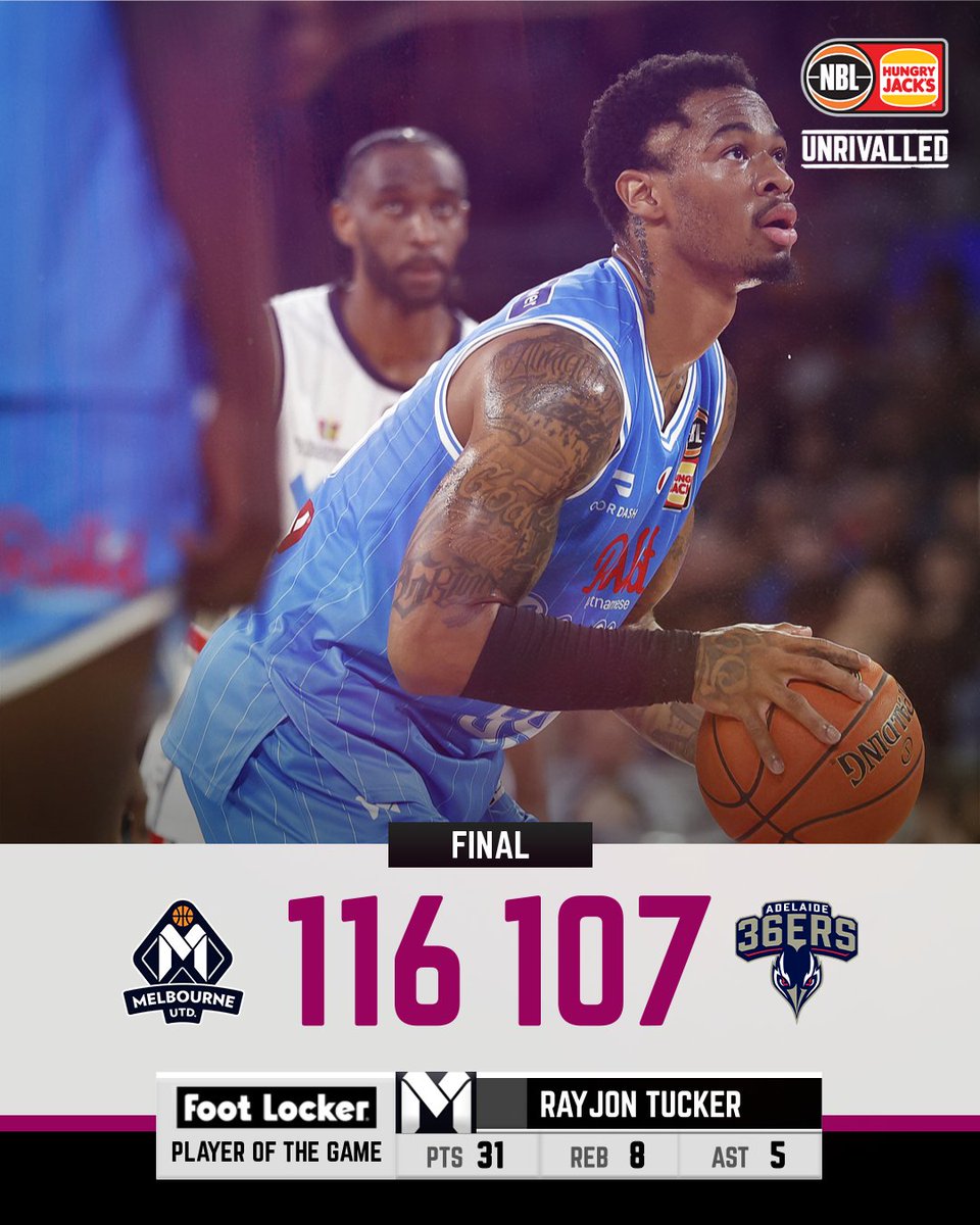 NBL's tweet photo. United got it done to keep their season alive - but their finals hopes depends solely on the Wildcats' performance against Sydney🫡

Rayjon Tucker clutched up on both ends to earn Foot Locker Player of the Game honours 👟 https://t.co/G6DeUA8r5X
