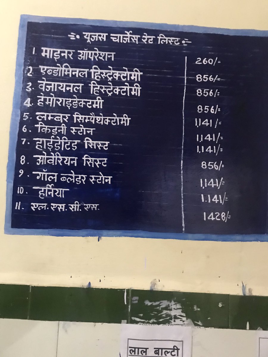 RahulMe81904751's tweet photo. ये फ़ोटो कर्णप्रयाग की है जिसमें कुछ रेट लिस्ट लिखे गए जो कि सिर्फ़ लिखे ही गए है
अब सवाल ये है कि क्या सच में इन लिस्टों के मुताबिक़ कार्य हो रहा है ?
मेरा अनुभव तो बहुत बुराथा 
जिसमें अल्ट्रासाउंड के मुझसे- 570₹ लिए गए 
और हिस्ट्रेक्टोमी के- 30000₹ 
#Health #NHM #uttarakhand https://t.co/dbDmbgdHT0