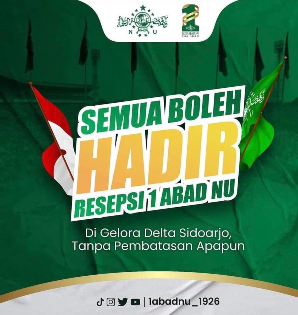 YaqutCQoumas's tweet photo. NU bagi-bagi berkah.. Yuk hadir 7 Februari 2023 di Gelora Delta Sidoarjo. Yang nggak hadir, semoga bisa jumpa di abad kedua 😉 https://t.co/Z7T5cZnDwq