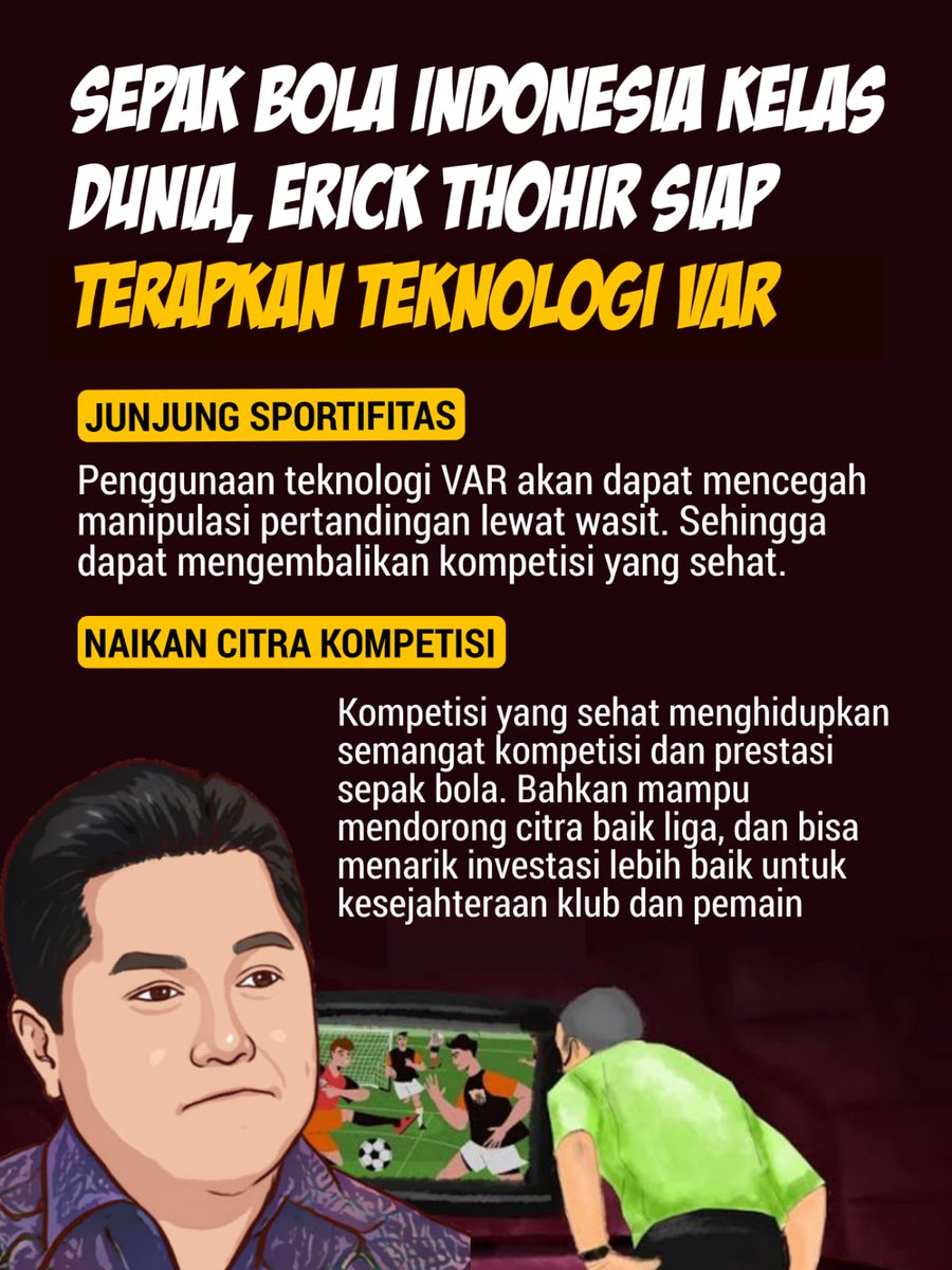 sunghoonplay's tweet photo. cemerlang banget idenya pak ET yaitu Teknologi VAR , semoga sepak bola indonesia semakin maju
#BenahiWasit https://t.co/jIiKOj9qc7