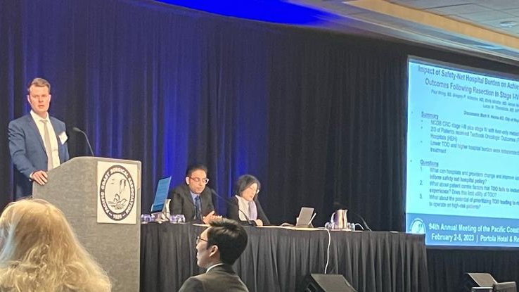 UCSF_EastBay's tweet photo. Great presentation by @UCSF_EastBay 's @LThornblade on the impact of safety net hospital burden on outcomes in CRC pts #PCSA2023 https://t.co/D9mNTebCQH