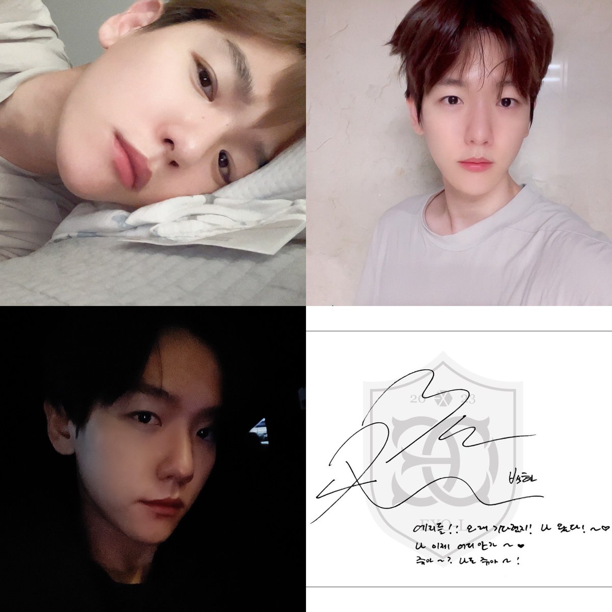 xunhuas's tweet photo. Welcome back, Baekhyun! 🐶👍🏼

2021.05.06               2023.02.05
Enlistment                  Discharge https://t.co/qtOMMBJMKx