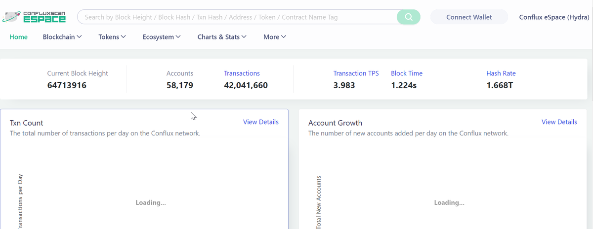 Do you want a fast network with a very low fee?
We propose the following blockchain.
evm.confluxscan.io
