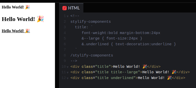 stylifycss's tweet photo. Did you know, that in Stylify, you can use a similar syntax to #SCSS to define a component? 💎
It's a great way to make the code more flexible🔥.
👉 https://t.co/IOEYml1SRi
#stylifycss #css #code #web3 #100DaysOfCode #LearnToCode #javascript #webdevelopment #vuejs #reactjs https://t.co/qic7ItAxW7