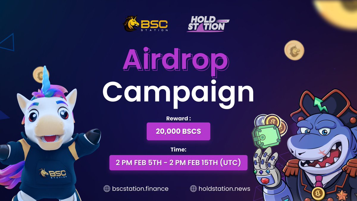 🥳 Holdstation X @bscstation Giveaway OAT!! 🥳

Celebration our New Collaboration with Top Tier Incubator - BSC Station

🚀 Join our Galxe:

📍 Location: galxe.com/Holdstation/ca…
⌚ Time: 2PM UTC 5th - 15th Feb
🎁 Prize: 20,000 $BSCS

#Giveaway #Airdrop #Holdstation #BSCStation