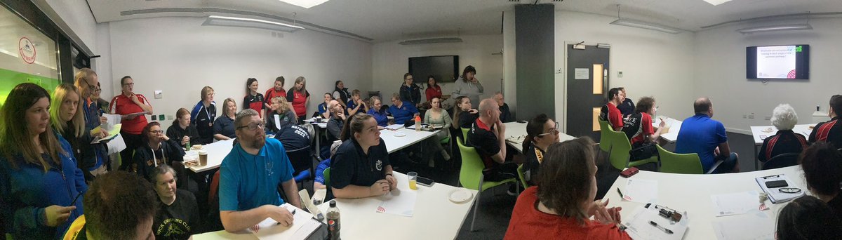 SASANorth's tweet photo. Packed room of coaches for some discussion with National Coach @eyerite here at the @SASANorth and @SASAMidland Age Group Championships.  @PatMileyH2O squeezing into the room by sitting on the floor! https://t.co/xuJcDNjZV7