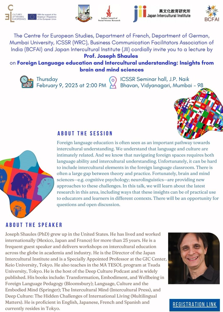 CESMumbai's tweet photo. We are welcoming Prof. Jospeh Shaules at @MumbaiUni this week. Join us virtually or in person. @KirtiTejas @icssr https://t.co/IgJlasEl0q
