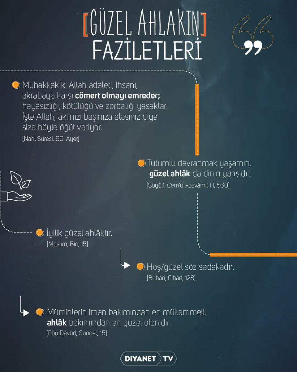 DiyanetTV's tweet photo. Ebû Hüreyre'den (ra) rivayet edildiğine göre, 
Resûlullah (sas) şöyle buyurmuştur:

“Müminlerin iman bakımından en mükemmeli, ahlâk bakımından en güzel olanıdır.” 

Hadis-i Şerif - Ebû Dâvûd, Sünnet, 15 https://t.co/ReKn7zbDG6