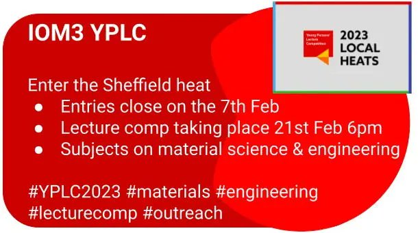 The closing date for applications for the YPLC is tomorrow. Can you give a 15min lecture on a subject related to engineering or material science? I want to hear from you email events@smea1894.com or apply  iom3.org/events-awards/…