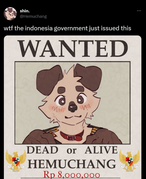 VNNZ16's tweet photo. Since a friend of mine pop this, and been a while since I saw this.
A random furry account got the banhammer from Indonesia~! Welcome to the club, @Hemuchang~
Love your humor
https://t.co/KwaJIz1y7J
#HumanRights
#BlokirKominfo
#GugatKominfo
#TuntutKominfo
#SaveDigitalFreedom https://t.co/0Iohr5TrN8