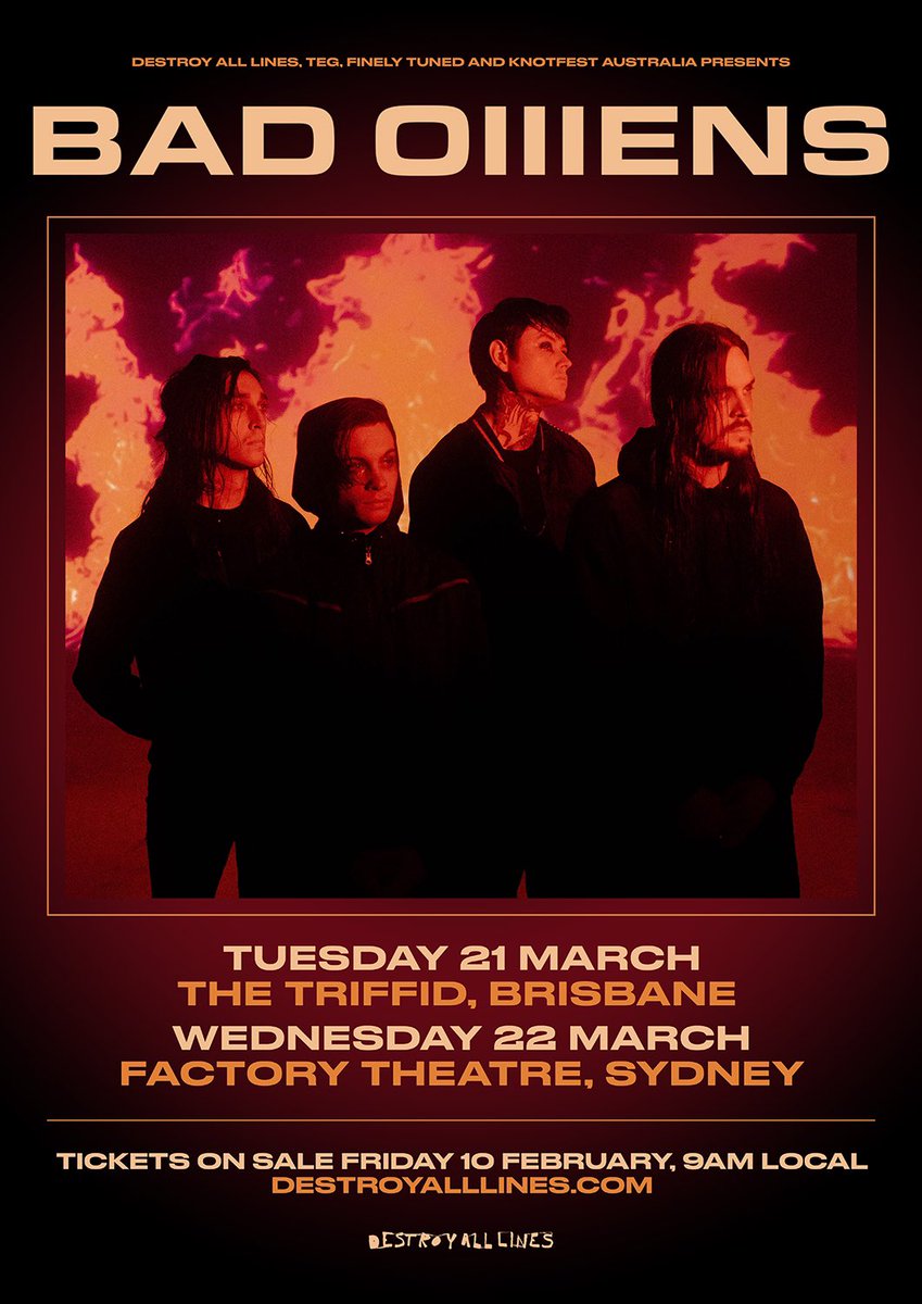 badomenscult's tweet photo. ⁣AUSTRALIA UPDATE⁣
⁣
HEADLINE SHOWS ADDED BEFORE @KNOTFESTAU:
⁣
+MARCH 21 - BRISBANE⁣
+MARCH 22 - SYDNEY⁣
⁣
TICKETS AVAILABLE FRIDAY AT 9AM LOCAL. REGISTER FOR PRESALE ACCESS AT https://t.co/rCwU1CLHTp https://t.co/7sV5cBCc29