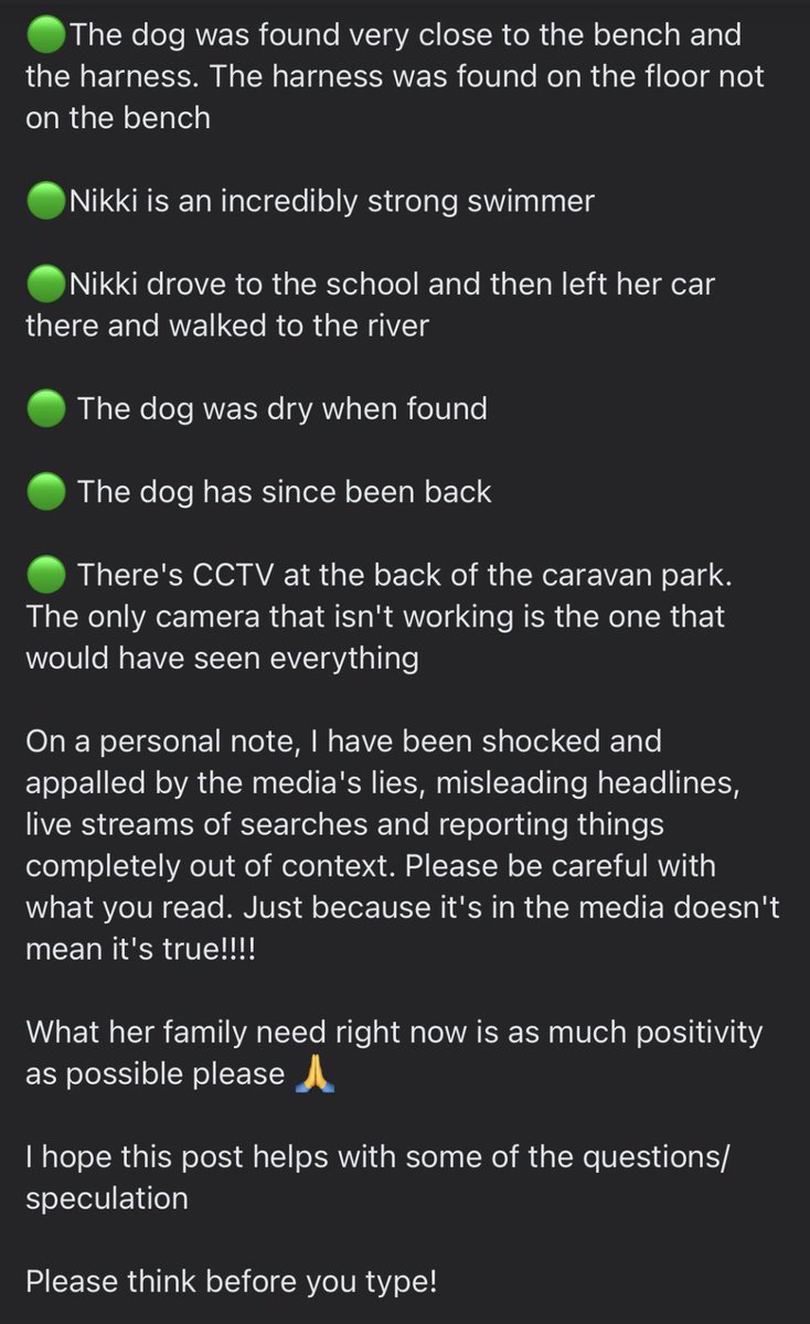ecjvxx's tweet photo. The ONLY thing that should be getting shared #NicolaBulley 

Think you all forget she’s a real person with a real family, some of the shit I’ve seen on here past 2 days is evil. YOU ARE NOT DETECTIVES BECAUSE YOU WATCH DOCUMENTARIES. https://t.co/K3Xdr0biAj