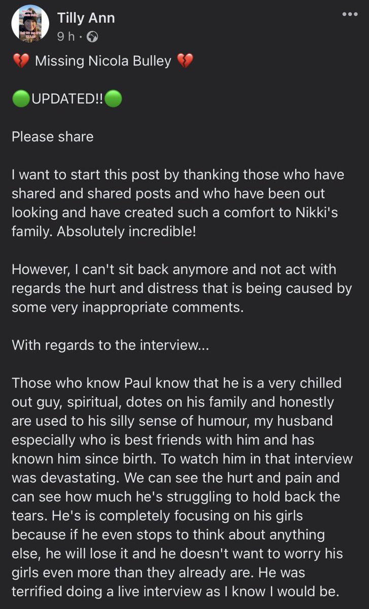 ecjvxx's tweet photo. The ONLY thing that should be getting shared #NicolaBulley 

Think you all forget she’s a real person with a real family, some of the shit I’ve seen on here past 2 days is evil. YOU ARE NOT DETECTIVES BECAUSE YOU WATCH DOCUMENTARIES. https://t.co/K3Xdr0biAj