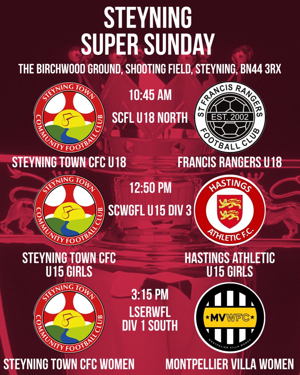stcfcwomen's tweet photo. Plenty of home based games this Sunday for our Women and a girls section.

But don’t forget, there is a triple treat on the main pitch. 

U18 Boys, followed by the U15 girls and rounded off by the Womens first team. 

Bar and kitchen will be open. https://t.co/6Qivo0UGUT