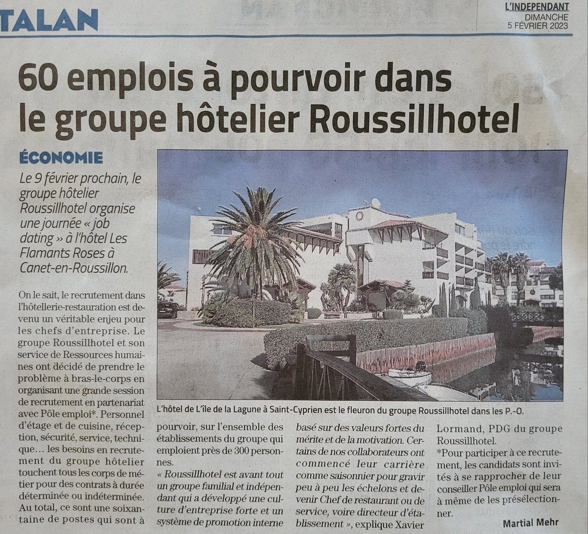 #Recrutement groupe @roussillhotel @Poleemploi_oc #PerpignanSantVicens 
#SaveTheDate ▶️ 9 février 2023 ➡️Hôtel Les Flamants Roses, Canet-en-Roussillon