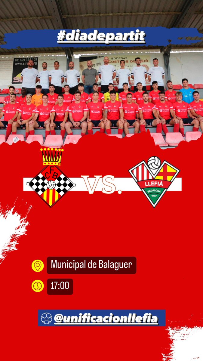 Balaguer_CF's tweet photo. #diadepartit
🤝🏽@ULlefia
🏟️Municipal de Balaguer | ⏰17:00
📅Jornada 16
#1CAT2
#passathistòriafuturvictòria
#CFBvsULL https://t.co/Fg5lHQsLYG
