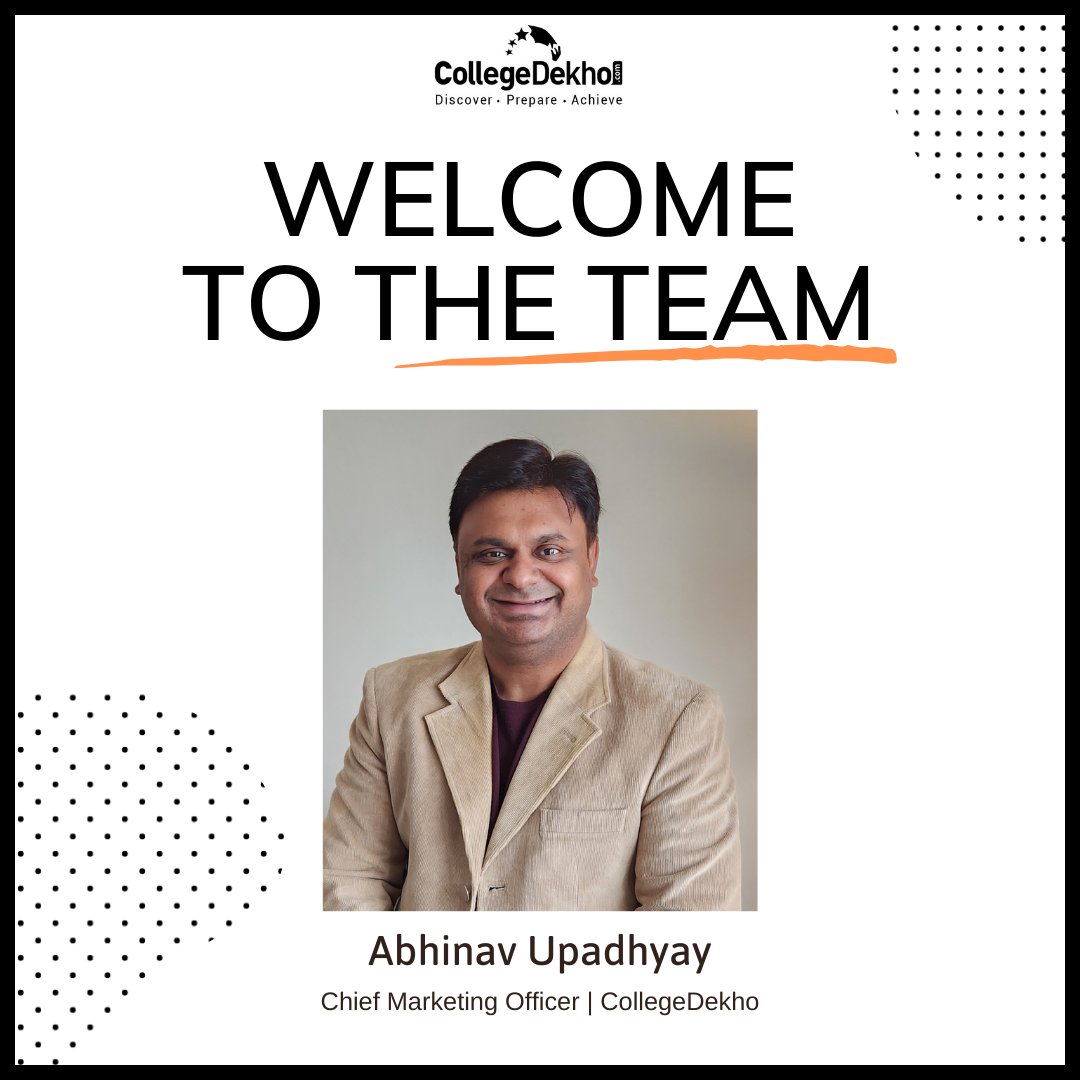 We are super excited to announce that Mr. @abhinavu  has joined @CollegeDekho as our Chief Marketing Officer. 
Welcome aboard 👏🏻👏🏻! 
#CollegeDekho #MarketingLeader #ProductInnovation #BrandBuilding #Leadership #CMO #FutureReadyMarketing #FutureReadyBusiness