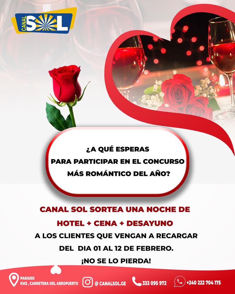 canalsol_tv's tweet photo. A qué esperas?? Participa en el sorteo más romántica del año
#canalsol #GuineaEcuatorial #solmedia https://t.co/rk49LhL3ZR