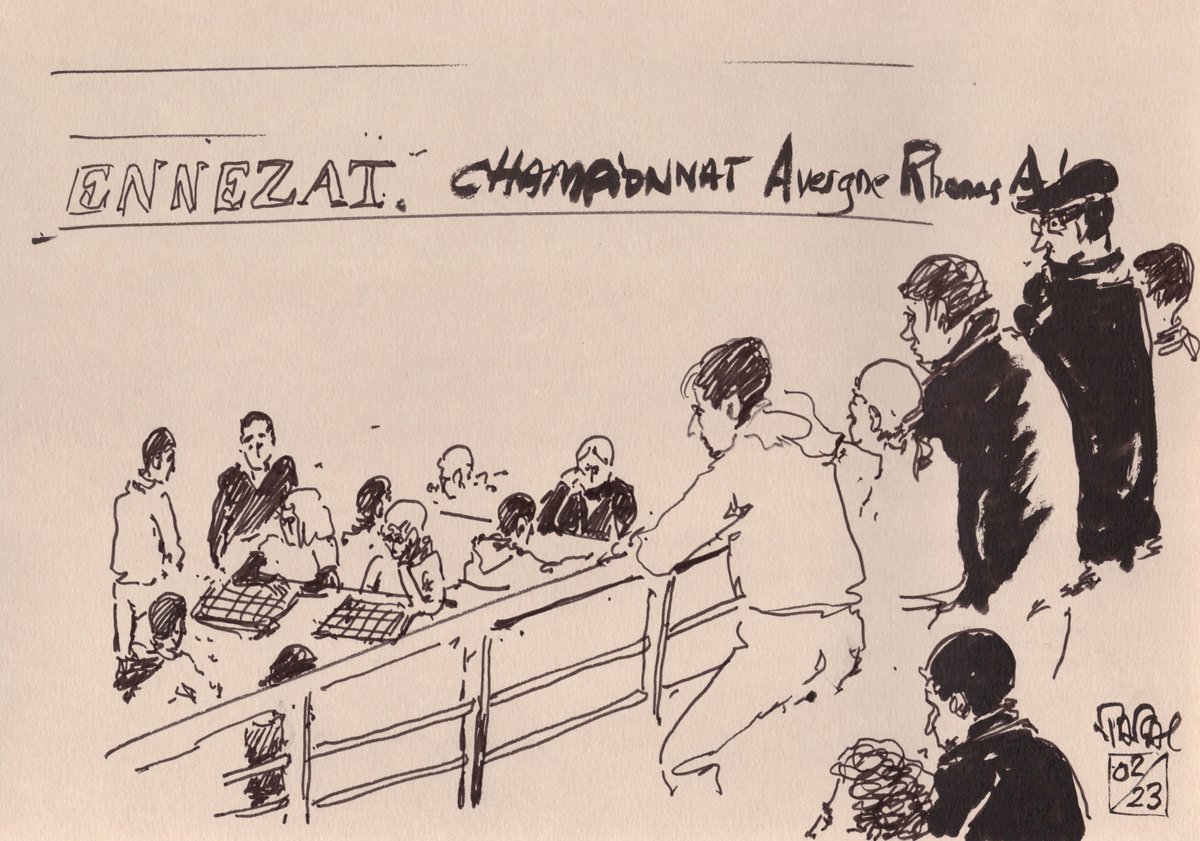 Patrick Galante, artiste 🧑‍🎨 et président du club Lyon Échecs Avenir, réalise depuis les tribunes quelques dessins du championnat 🤩