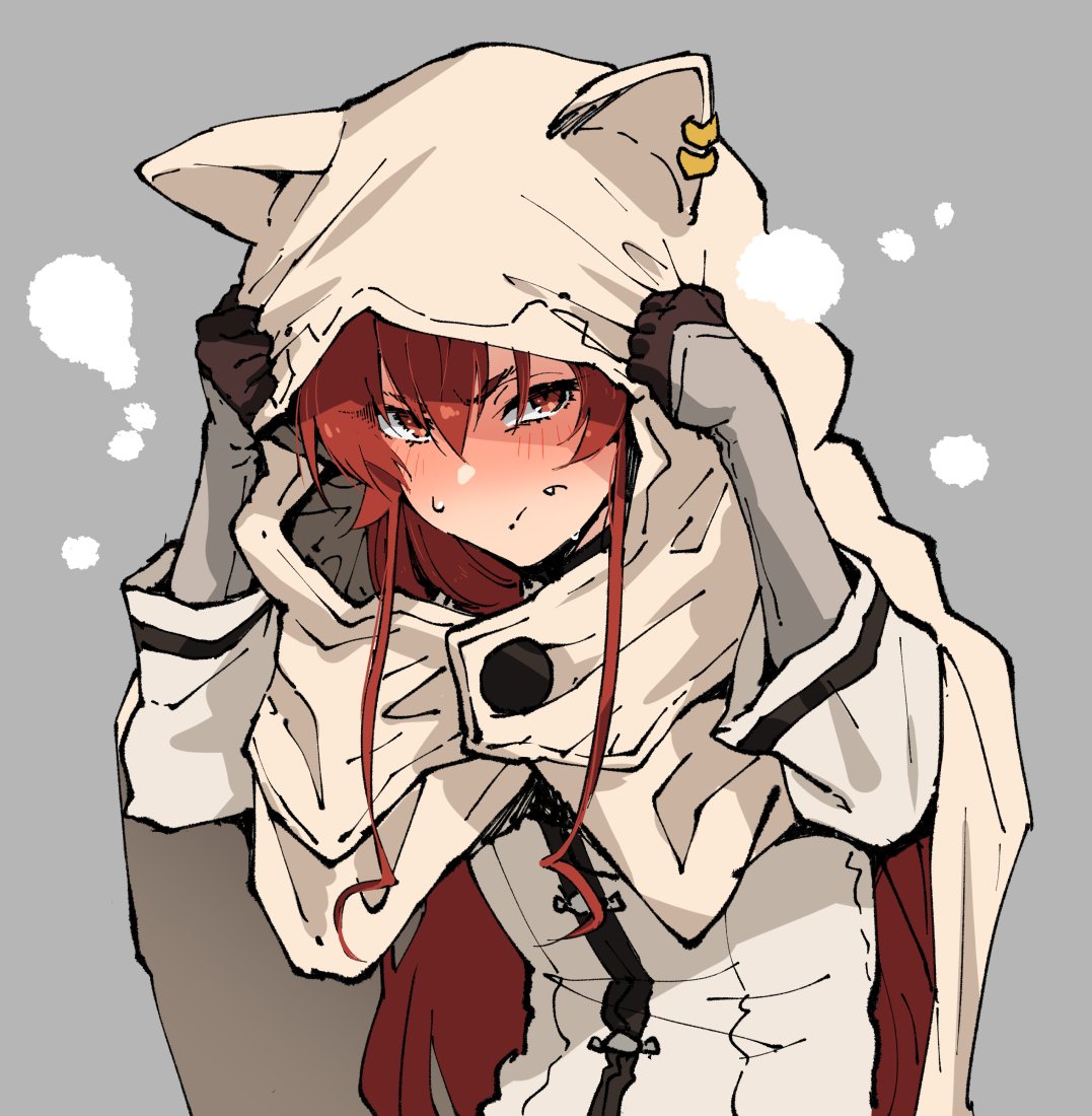 eris greyrat 1girl long hair red hair solo hood red eyes blush  illustration images