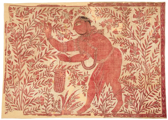 インドのテキスタイルジョージ ワシントン大学博物館とテキスタイル博物館による「Indian textiles 1000 years of art and design」展(2022)より。本展では、8 世紀から 20 世紀初頭の期間に作られたインドの宮廷用の織物、民俗刺繍など様々なテキスタイルが展示された。 