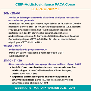 aphm_actu's tweet photo. #ProjetPOP #webinaire Atelier antalgiques opioïdes en médecine générale mardi 7 février 2023 par Zoom de 20h à 21h30. Contenus exclusifs pour les médecins généralistes en #PACA #opioïdes @micallef_joelle
Pour vous inscrire : https://t.co/ZOMjcoK2Gm https://t.co/pd8YFJMBQa