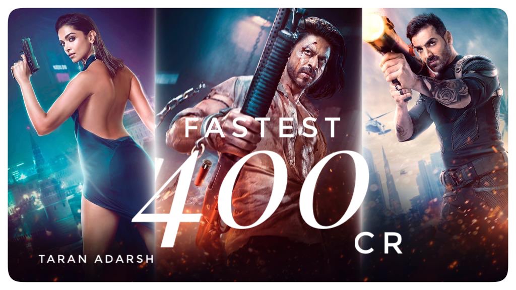 taran_adarsh's tweet photo. ‘PATHAAN’ FASTEST TO ENTER ₹ 400 CR CLUB… #Pathaan crosses the enviable ₹ 400 cr mark [Nett BOC; #Hindi] in #India today [Sun]…
⭐️ #Pathaan: Day 12
⭐️ #Baahubali2 #Hindi: Day 15
⭐️ #KGF2 #Hindi: Day 23
#India biz. Nett BOC. #Hindi version only. https://t.co/TMMNYIaCG9