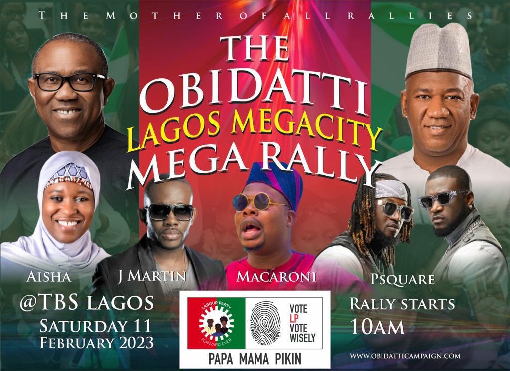 PeterPsquare's tweet photo. Dear OBIdient,
see y’all in Lagos at TBS this Saturday 11 February👌🏾 #ObiDattiInLagos #Lagos #PeterObiForPresident2023 @PeterObi @NgLabour https://t.co/y6KgtutywP