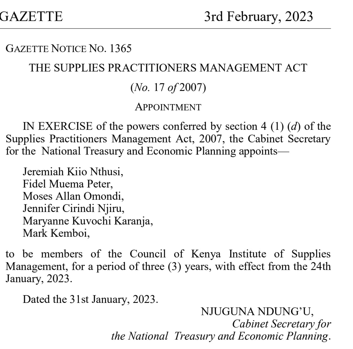 JNKarani's tweet photo. After being elected into office following rigorous campaigns which had the highest Member participation since KISM was formed, I along with the 6 elected Council Members were formally Gazetted signaling the commencement of into office of the 2nd substantively elected Council https://t.co/llU5t3UzBE