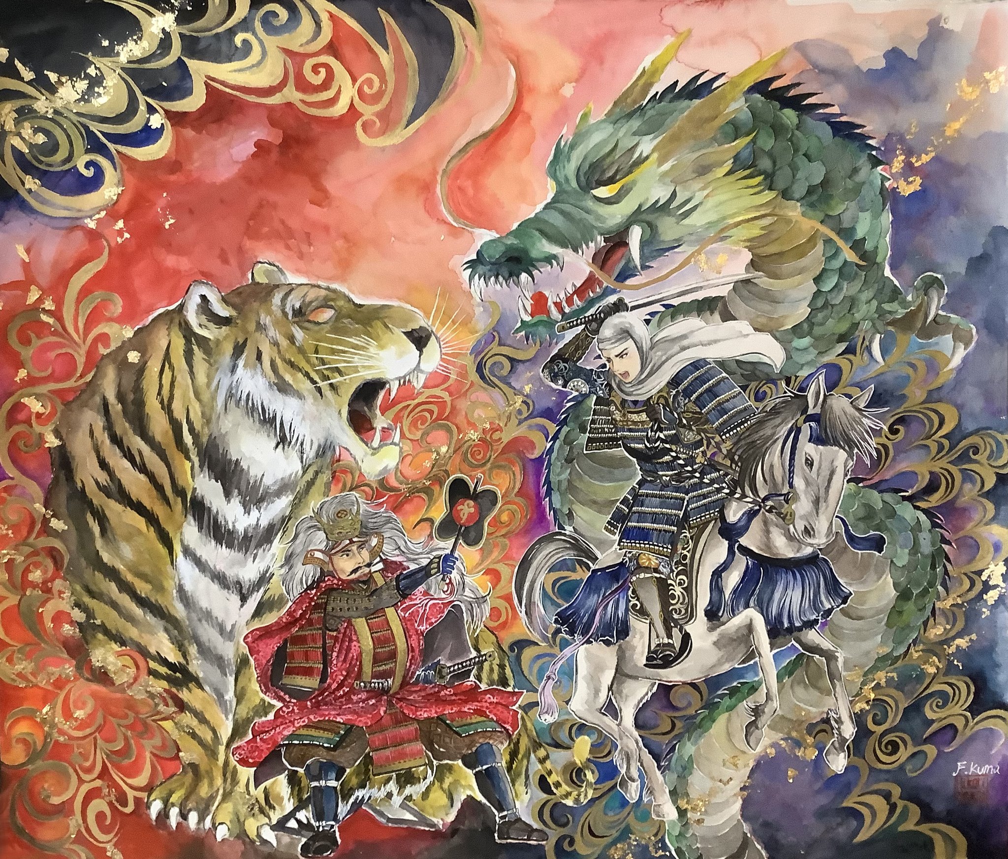 戦国武将 伊達政宗 墨絵師御歌頭 デザイ ン バックプリント