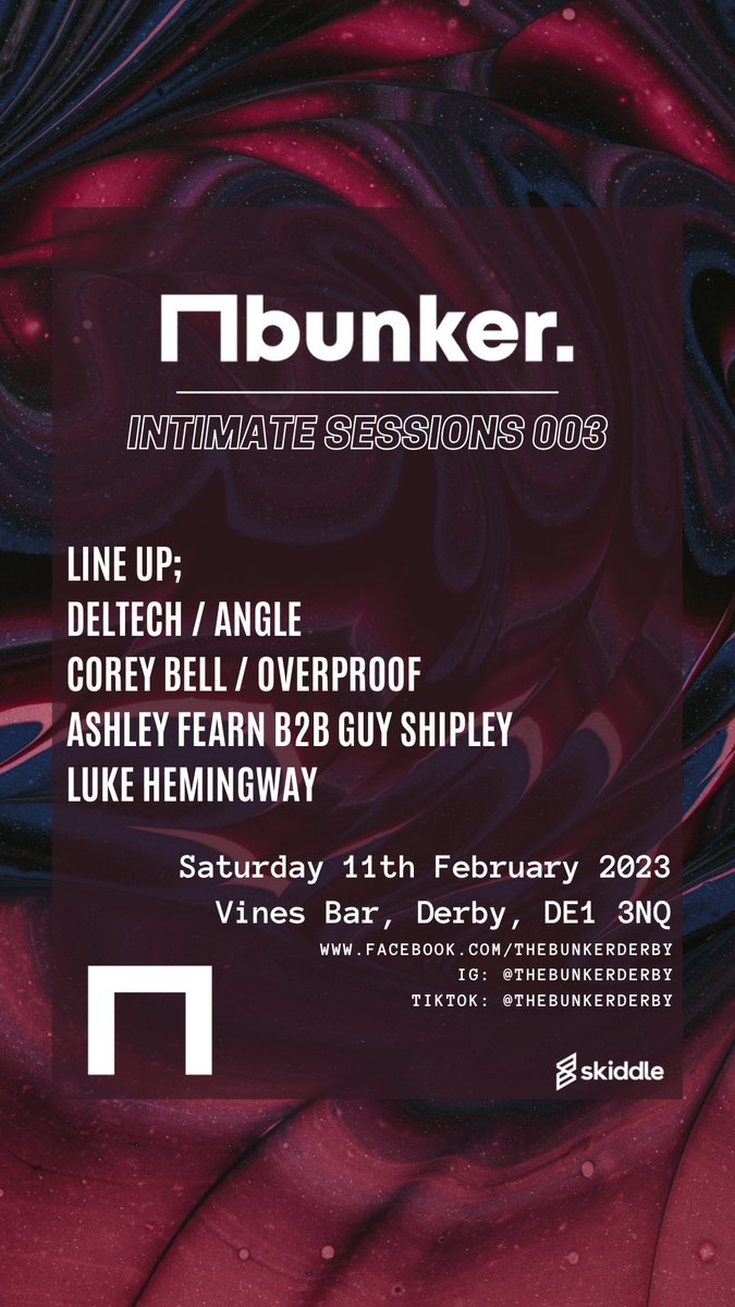 thebunkerderby's tweet photo. Some dates for your diary… 

11th Feb - Intimate Sessions
4th March - WAREHOUSE 

Tickets: https://t.co/fgNXgzG4S2 https://t.co/oVeMbewZ87