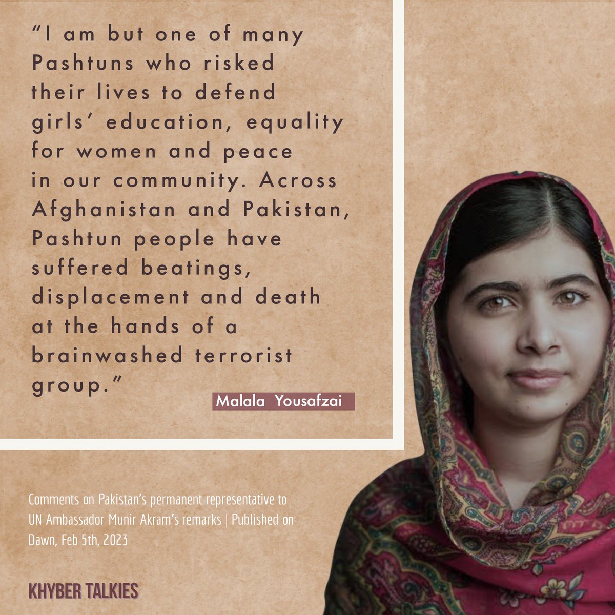 KhyberTalkies's tweet photo. I am but one of many Pashtuns who risked their lives to defend girls’ education, equality for women and peace in our community. Across Afghanistan and Pakistan"

Read more:
https://t.co/FmoIXmJOaq https://t.co/8pV7WgwMUq