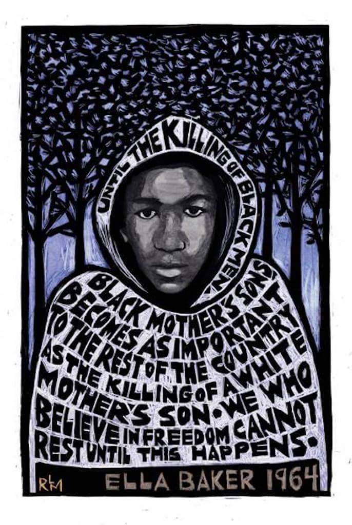 BlkHistStudies's tweet photo. #artofblackdissent remembers #TrayvonMartin
This print of Trayvon Martin by Ricardo Levins Morales features Ella Baker quote
#FreedomCannotRest https://t.co/uExG604vSp