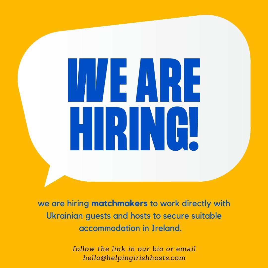 HelpingHostsIRL's tweet photo. We’re hiring Matchmakers 💘💘Hoodies mandatory on Friday 😉 Common sense mandatory every day ❤️  #jobfairy  #helpingirishhosts #irishjobs  apply here:  https://t.co/B7bQuxQvWS https://t.co/rcyw1lmmYZ