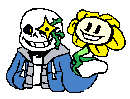 sans, flowey, and photoshop flowey (undertale) drawn by onieon