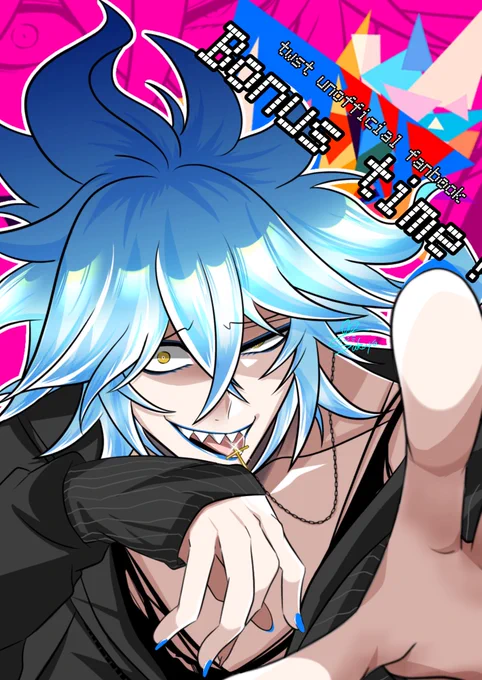 表紙絵は作品毎に髪の塗り方を変えています。基本色は同じ(青2色&白)ですが、内容に合わせて塗り方等を変えているため、その違いを楽しんでもらえたら嬉しいです(もし「この表紙や作品の塗りが好き」というのがあれば、是非リプやラブレター等で教えて頂けたら嬉しいです…) 