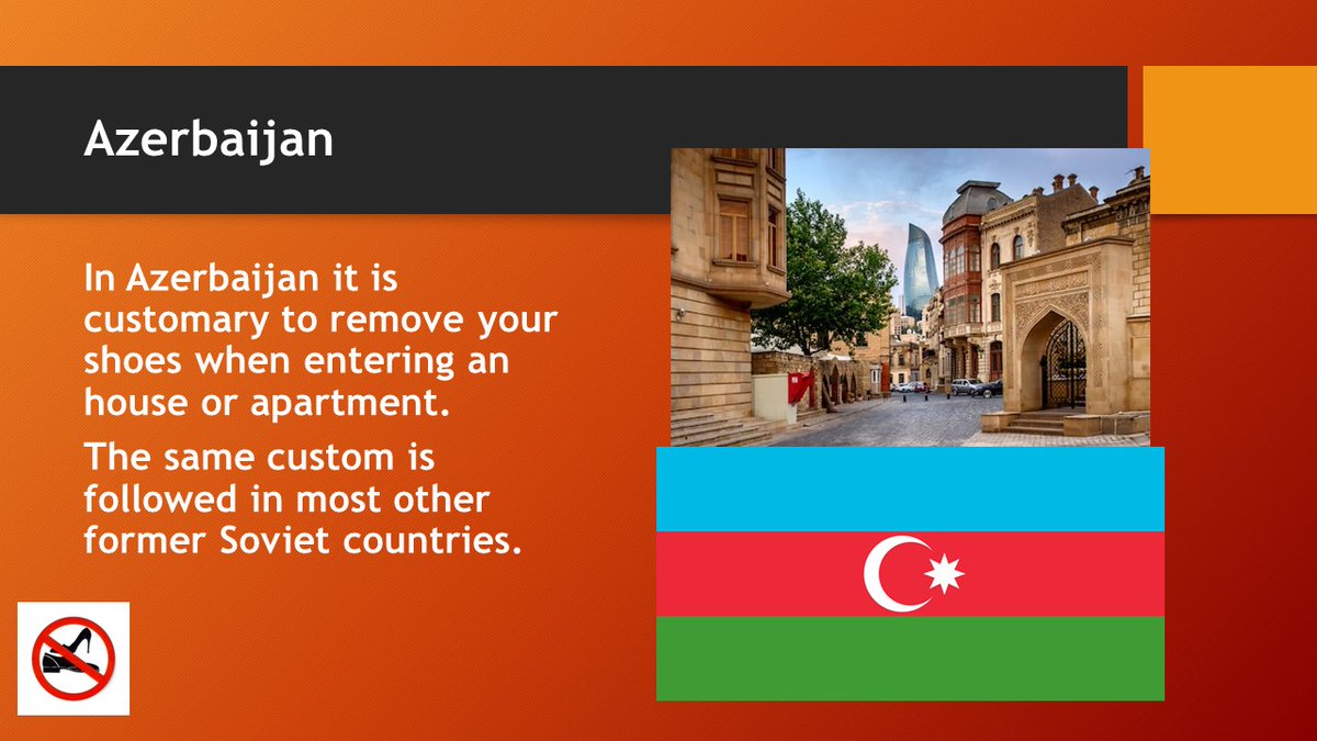 sophianictract's tweet photo. In Azerbaijan, you should always remove your shoes if you enter an house or apartment. #Azerbaijan #etiquette #manners #travel #FormerSovietUnion #shoesoffatthedoor #noshoesinthehouse 🇦🇿 https://t.co/E1mZsnq8oI