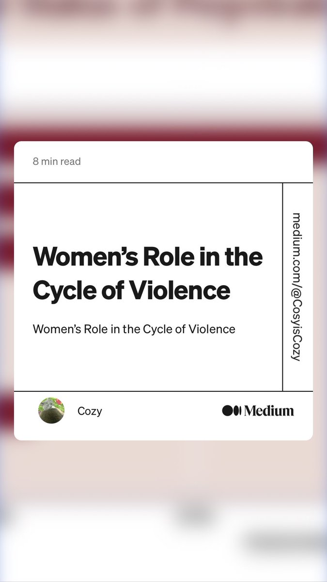 AJoshuaW's tweet photo. “Women’s Role in the Cycle of Violence” by Cozy
https://t.co/TPfV0IbCLi https://t.co/LxltkvjIBy