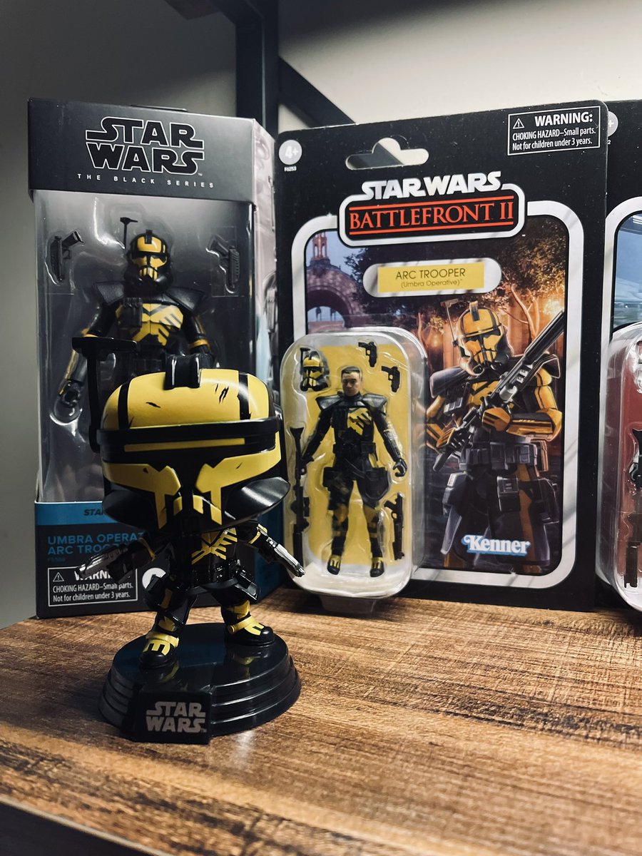 The trio is complete! Black series, Vintage Collection, and Funko Umbra ARC trooper! 🤙🏻 #BattlefrontII