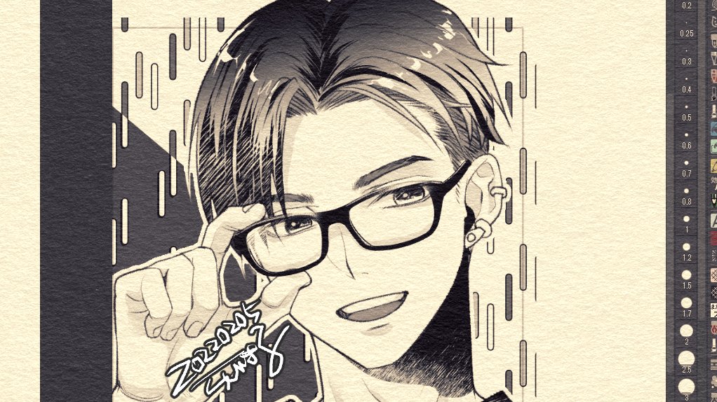 やっぱモノクロのペン入れのが気楽だぜっ😚💦
(いつぞやの眼鏡男子) 