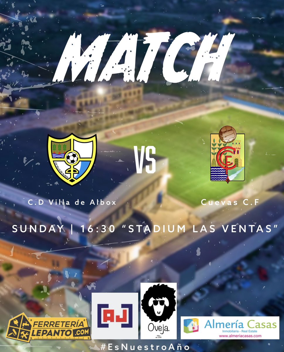 🔜⚽️ PRÓXIMO 𝐏𝐀𝐑𝐓𝐈𝐃𝐎

🏆 𝐓𝐄𝐌𝐏𝐎𝐑𝐀𝐃𝐀 𝟐𝟐/𝟐𝟑 ⚪️🔴🔵

 <a href="/AlboxCDV/">Club Deportivo Villa de Albox</a> 🆚 <a href="/cuevascf2018/">Cuevas C. F.</a> 

🗓 Domingo 05 de Febrero
🕒 16:30h
🏟 Estadio “Las Ventas”
📺 FACEBOOK