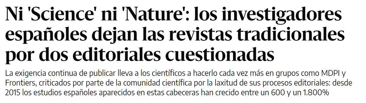Que tenemos un grave problema en el sistema ciencia ya es algo innegable...

La burocracia y este sistema de evaluación basado principalmente en la cantidad no trae nada bueno.

La rueda de publicar por publicar debe acabar.👇👇

eldiario.es/sociedad/scien…