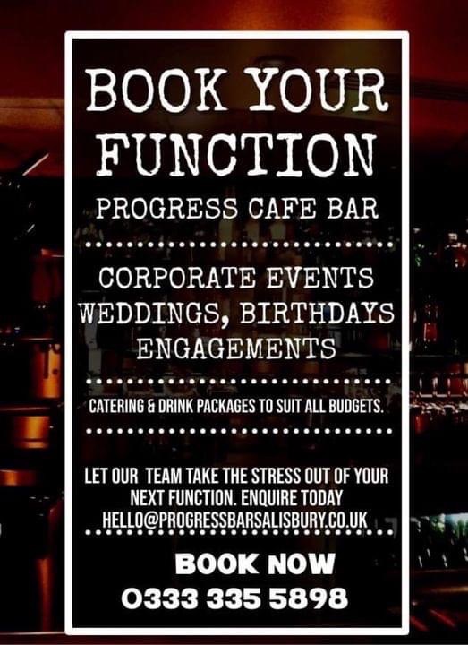 ‼️ BOOK YOUR FUNCTION WITH US ‼️

At the PCB we love to party and we cater for all occasions: birthdays, weddings, christenings, social groups and many more!

Make a reservation on our website progressbarsalisbury.co.uk/bookings