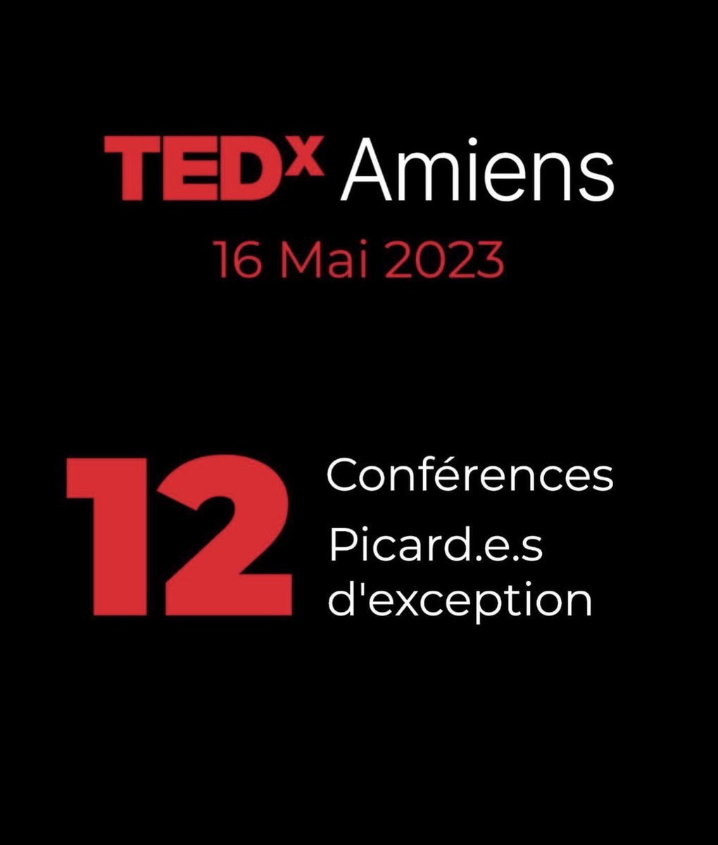 CONFÉRENCE TEDx À AMIENS 
Le 16 Mai prochain de 18H à 23H 
au Cirque Jules Verne

Pour réserver :
lnkd.in/eytBXMWH ! 📲
#Amiens #TEDx #hautsdefrance