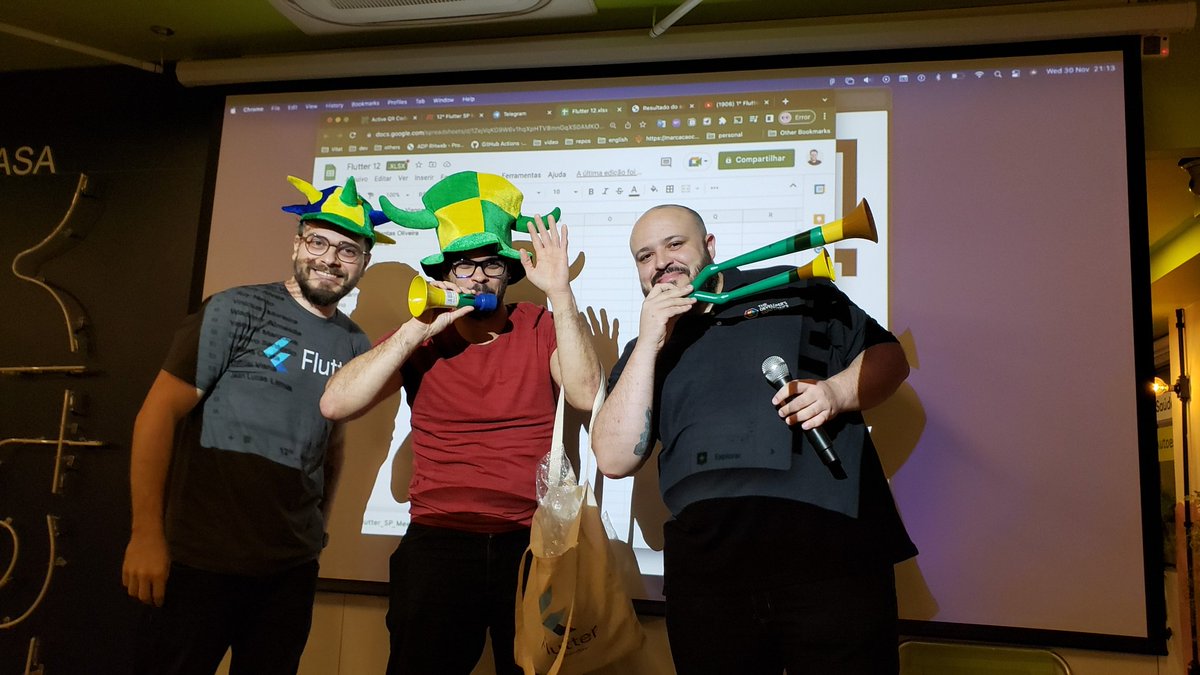 flutter_sp's tweet photo. This was our latest in person meetup in São Paulo, that took place during the world cup
And we are already super excited for the next one! 💙
Esse foi nosso último meetup durante a copa, e já estamos super animados para o próximo!💙
#fluttersp #flutter #flutterdev #dart #meetup https://t.co/rti6wwdZOO