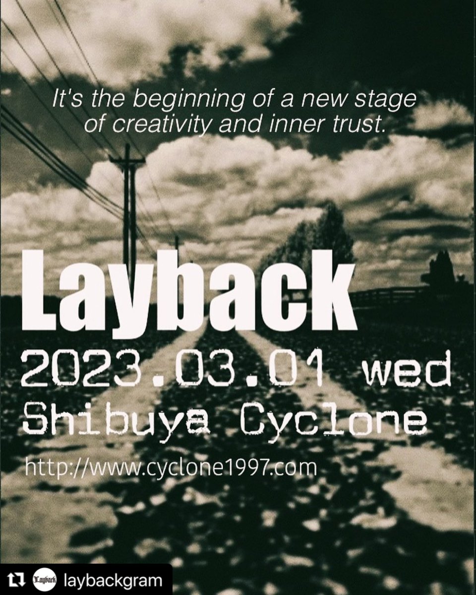 【LIVE INFO】

2023/03/01 Wed
Shibuya Cyclone 

It's the beginning of a new stage of creativity and inner trust.

#layback #3peaceband #japaneserock #emothonalrock #shibuyacyclone #live