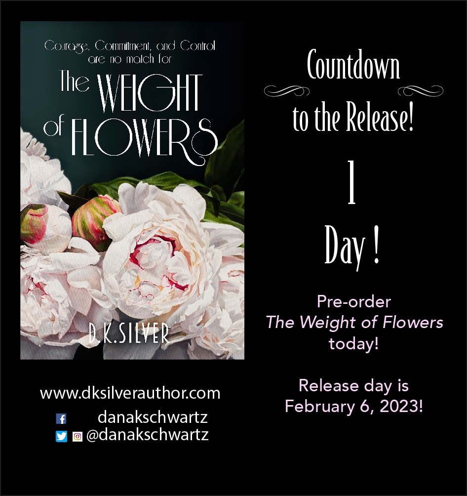 Tomorrow's the day!

#theweightofflowers #heavythreadspublishing #dksilverauthor #debutnovelists #2023debuts #indieauthors #freedominwords #readwriteunite #storytelling #storiestotell #writer #womensfiction #lgbtqfiction #diversereads #historicalfiction #feministfiction