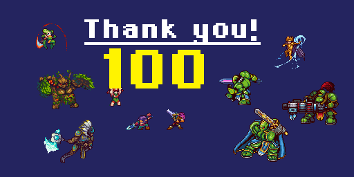 Thank you for the 100 followers! We feel truly blessed and will continue to try our best! 

#ThankYou #GratefulAndBlessed #indiedev #pixelart  #gamedev #gamedeveloper #indiegame