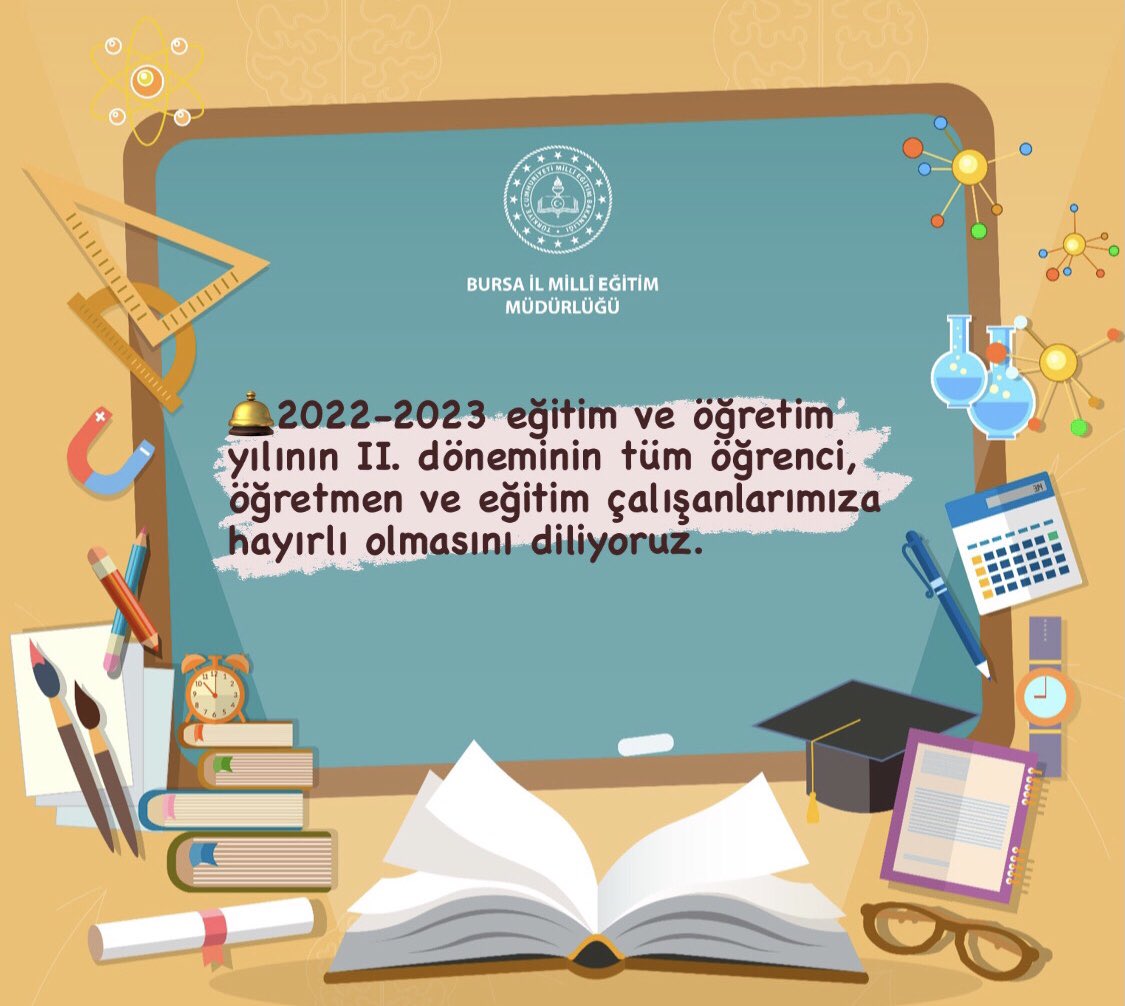 bursailmem16's tweet photo. 🛎2022-2023 eğitim ve öğretim yılının II. döneminin tüm öğrenci, öğretmen ve eğitim çalışanlarımıza hayırlı olmasını diliyoruz.

🎈🎈🎈 https://t.co/OMCeQkcYnW